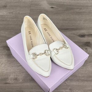Anne Klein Women's Cream Loafers with Gold Accents